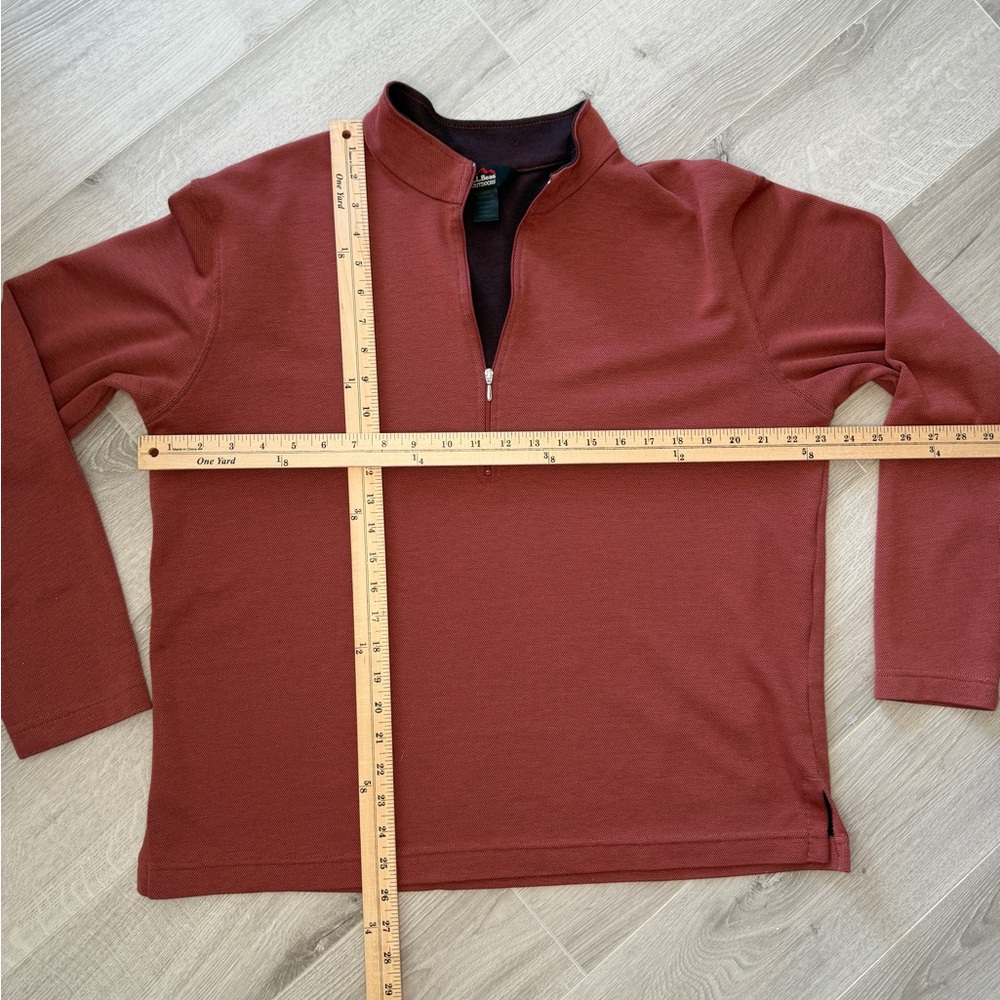 L.L. Bean Outdoors Men’s Large Quarter Zip Pullover Rust Red Mesh USA Made